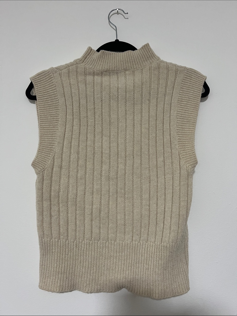 Mango Sleeveless Ribbed Mock Neck Sweater in Beige - Picture 2 of 3
